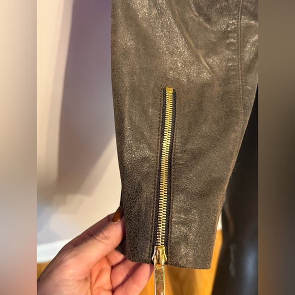 True Religion Brown and Cream Leather Jacket - Picture 8 of 14